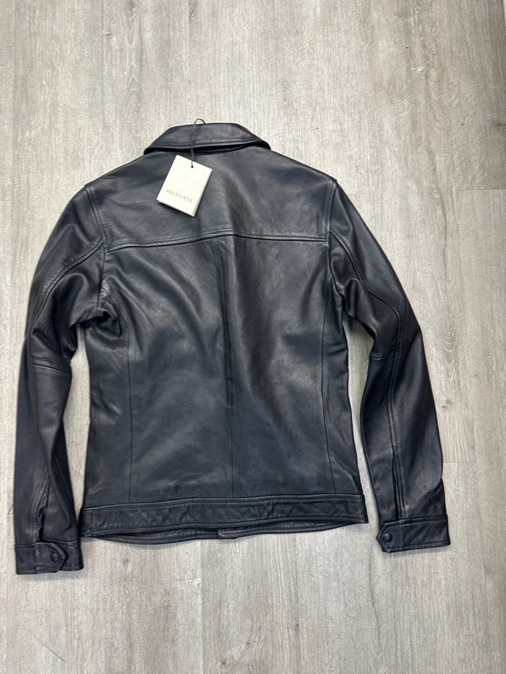 All Saints Black Leather Bomber Jacket LUCK LEATHER JACKET - Picture 14 of 15